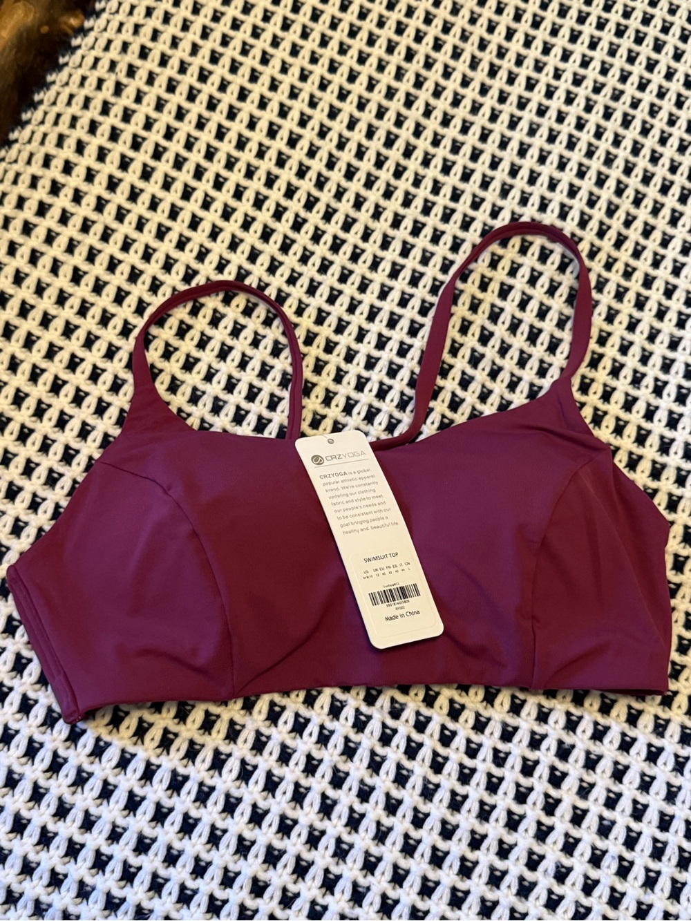 CRZ YOGA Fuchsia Bikini Swimsuit Top Women Size Medium